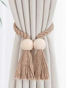 1/2pcs Wooden Tassel Magnetic Curtain Tie Backs - Minimalist Curtain Rings, Suitable For Bedroom, Living Room, Kitchen. Strong Magnets And Easy To Use, Perfect For Home Decorators, Renters, Minimalists. Ideal Housewarming, Christmas, Birthday Gift. - Multicolor - View 9