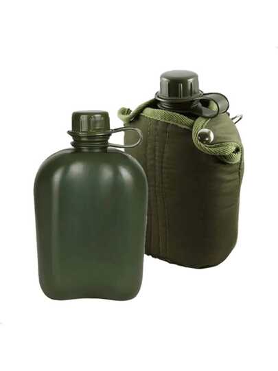 Cantil Militar Camping Trilha 900ml Plástico Nautika Verde e Preto