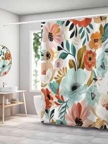 1 pièce Rideau de douche de salle de bain à motif floral et végétal, imperméable et résistant à la moisissure pour la salle de bain/la salle de toilette, décoration de salle de bain, décoration d'automne, accessoires de salle de bain, rentrée scolaire