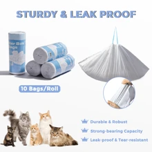 1 rollo de 10 forros para caja de arena de gato con cordón, sin necesidad de limpiar la caja de arena, bolsas de plástico reforzadas con 5 alambres, herramientas de limpieza de caja de arena para mascotas, forros para caja de arena de gato, suministros de limpieza para mascotas