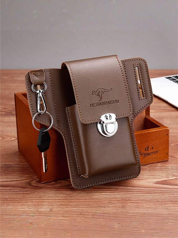 High-Quality PU Waist Bag - Secure Phone & Essentials Storage - Sleek Design For Travel - Adjustable Strap For Comfort - Men's Gift