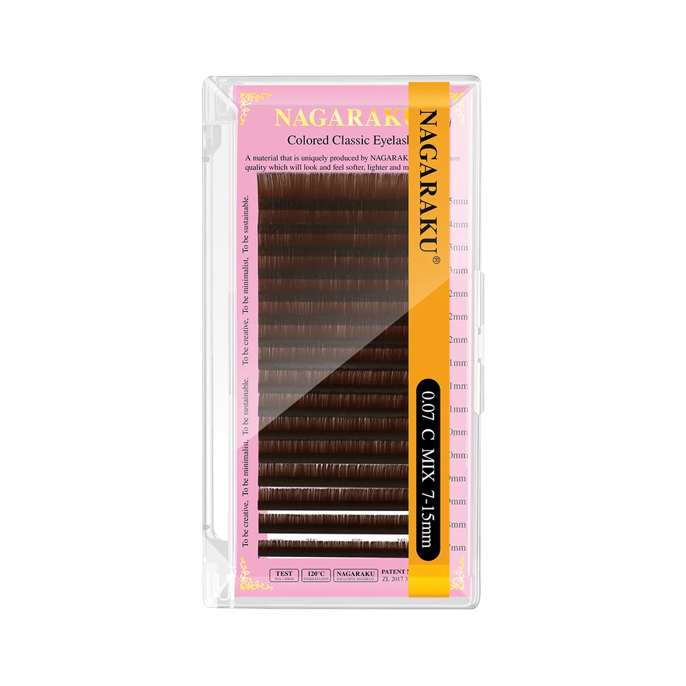 1 件 NAGARAKU 浅棕色睫毛延长化妆 7-15 毫米单根睫毛柔软天然合成貂皮 16 行猫眼假睫毛 - 棕色 - 查看 1