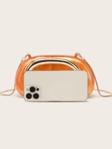 Bolso de Mano de Acrílico Milky Way para Mujer, Bolsos de Noche para Bodas con Diseño Marmoleado, Bolsos de Acrílico para Fiesta, Graduación y Cóctel - Naranja - Ver 4