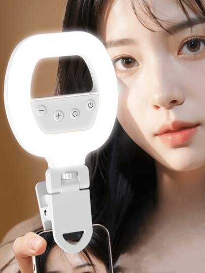 Selfie Ring Light Clip-On Phone Mirror 3 Modos 3 Níveis De Brilho 90° Substituição Portátil