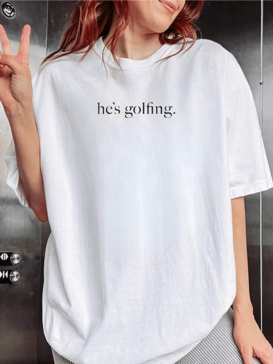 Golfing T-Shirt - Women's Cotton T-Shirt - Fashionable Casual T-Shirt, Loose And Comfortable, Suitable For Gatherings And Daily Wear, Perfect Gift For Friends And Family, Locally Delivered