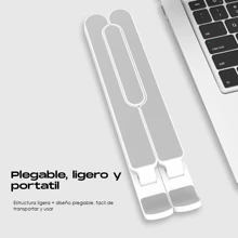 Soporte para Laptop Plegable con 6 Niveles de Altura Color Blanco y Negro Portátil y Fácil de Transportar en Material ABS