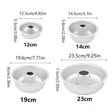 Khuôn nướng bánh tròn bằng nhôm, khuôn bánh Donut, có thiết kế rỗng và lỗ ở giữa - Khuôn bánh chiffon bánh Donut caramel đáy đặc, thích hợp cho cả bếp gia đình và bếp thương mại, món tráng miệng sinh nhật, bền và dễ vệ sinh, phụ kiện làm bánh - Bạc - Xem 11