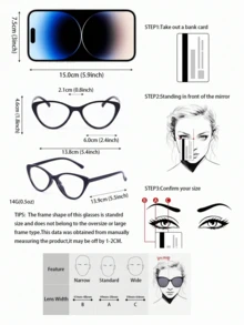 1 副女士 PC 猫眼个性化小框时尚平板眼镜，适合时尚服装、派对装饰、户外骑行、驾驶、日常佩戴、电脑办公、玩电脑游戏 - 彩色 - 查看 6