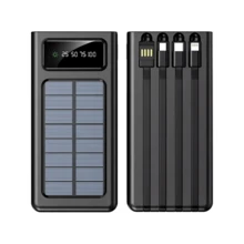 Kynley Solar Power Bank Portable Charger 20000mAh Large Capacity Built-In 5 Outputs And 3 Inputs Cable And Flashlight Compatible With All Smartphones And USB Devices - Black - View 1