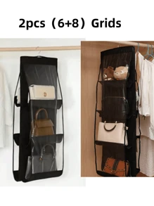 1个6/8格节省空间收纳袋，多层悬挂式钱包整理架，适用于衣柜、壁橱，可折叠设计，不用时易于收纳，便携，适用于卧室、客厅、走廊、衣柜、壁橱或置物架