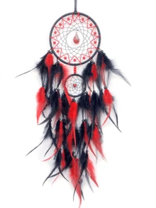 1pc Handmade Dreamcatcher With Feather Decor, Lightweight Luxury Teardrop Double Ring Wall Hanging Ornament For Living Room - Water Drop Double Circle - View 15