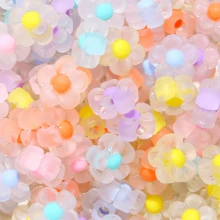 100颗/包 12毫米亚克力透明磨砂花珠串珠小雏菊彩色手链头饰手机链DIY散珠