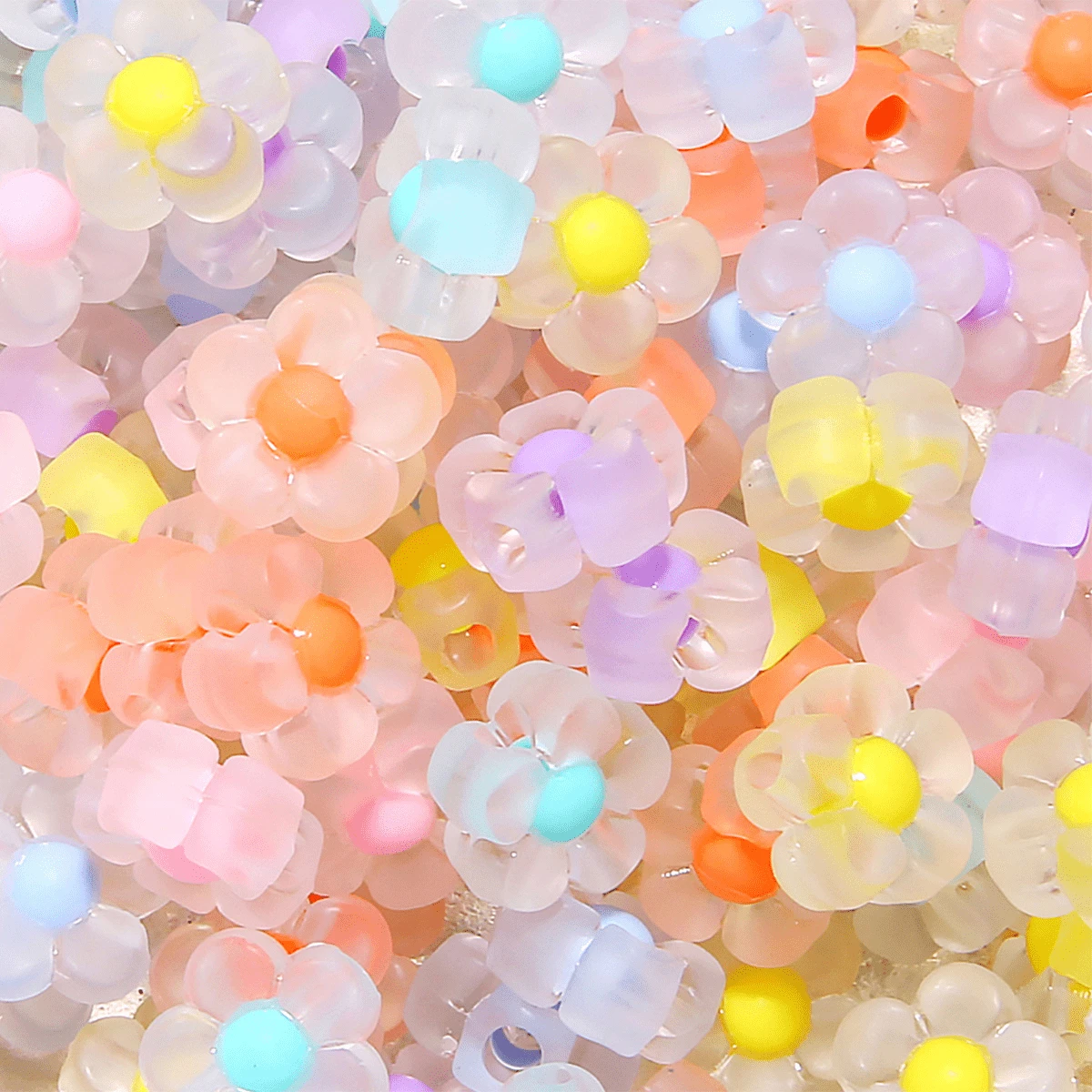 100颗/包 12毫米亚克力透明磨砂花珠串珠小雏菊彩色手链头饰手机链DIY散珠