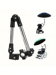 1 件高品质不锈钢旋转雨伞连接器，适用于轮椅、自行车和婴儿推车的通用支架，坚固耐用，防日晒雨淋，易于使用，适用于自行车、电动自行车、儿童推车、轮椅和钓鱼座椅