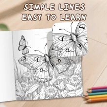 1 本梦幻蝴蝶涂色书，适合成人和青少年，24 页（珠光封面），升级加厚纸张，是放松身心、节日和生日礼物的理想之选，艺术感十足的简约插图，适合经验丰富的涂色者，也是完美的学习用品、返校 DIY 绘画书、儿童艺术教育玩具（随机附赠 5 张贴纸）。 - 20x20cm 24pages - 查看 6