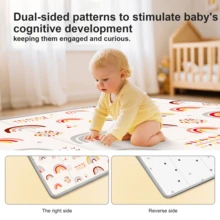 Foldable Baby Play Mat - PIGLOG Waterproof Playpen Mat For Babies And Toddlers Kids, Foam Playmat For Tummy Time, Reversible Playmats, Portable Baby Floor Mat For Infant - 彩虹圖案 - 查看 7