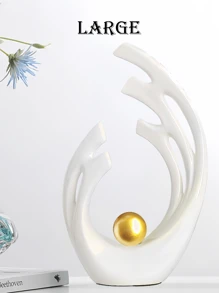 Elementos de decoración del hogar blancos con plata, decoración moderna de mediados de siglo para mesas, estatuas y esculturas de formas cerámicas de arte abstracto como centros de mesa decorativos, decoración de repisas con resina, perfectos para regalos del Día de la Madre y decoración de bodas (plata)