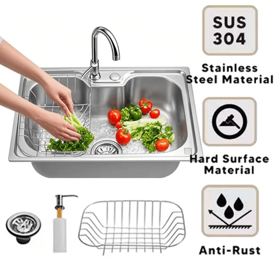 304 Kit  Gourmet Cozinha Aço Inox(Com Acessórios ) 50x40x21cm