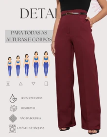 Women's Pantalona Pants Tailoring With Belt - Màu Đỏ Sâu - Xem 5