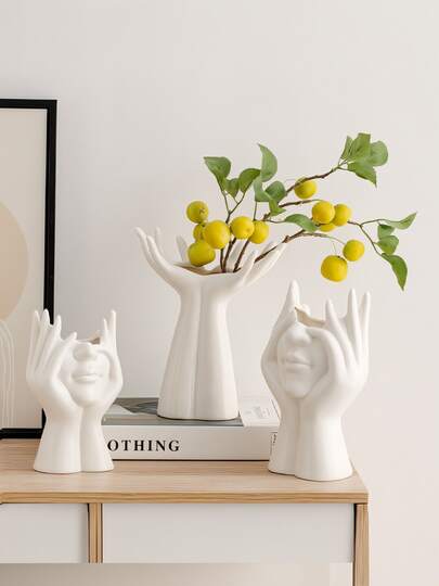 1 Hanging Flower Gesture Flower Hand Decoration Vase, Tube About Wind Resin Self Craft Room Decoration Bedroom Decoration Wine Cabinet Decoration Living Room Decoration Supplies, Four Hands Can Be Used Or As The Best Choice For Holiday Gifts, Party Gifts, And Anniversary Gifts