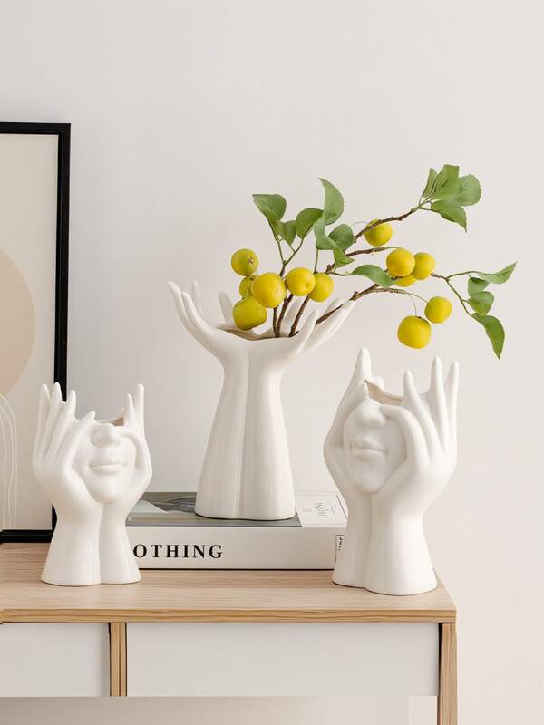 1 Hanging Flower Gesture Flower Hand Decoration Vase, Tube About Wind Resin Self Craft Room Decoration Bedroom Decoration Wine Cabinet Decoration Living Room Decoration Supplies, Four Hands Can Be Used Or As The Best Choice For Holiday Gifts, Party Gifts, And Anniversary Gifts