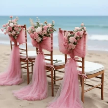 1pc Elegant Pink Sheer Curtain, 26.2ft Chiffon Drape Fabric For Wedding Arch Decor, Party And Event Backdrop, Hanging Wall Decor - Pink - View 19