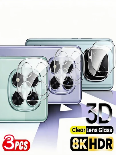 (3 件钢化玻璃相机镜头保护膜)适用于 16 Pro Max/14/13/12/16e/Plus/Mini、兼容三星 Galaxy Fold 7//S25/S24 Ultra/S23/S22、兼容小米 Redmi Note 13/12、兼容华为 P60/P50、兼容荣耀 90/Magic 6 - 高清清晰、防刮、无气泡、防指纹、9H 硬度、全覆盖、易于安装、适用于日常防护、办公室、家用手机摄像头盖防水防震防摔