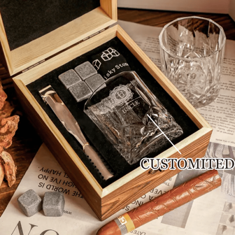 Personalized Whiskey Glass Set With Wooden Box,Groomsmen Gift,Bachelor Party Gifts,Groomsman Proposal, Gifts For Men,Best Housewarming Gift.