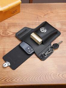 High-Quality PU Waist Bag - Secure Phone & Essentials Storage - Sleek Design For Travel - Adjustable Strap For Comfort - Men's Gift