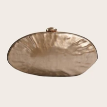 Milky Way Pearl Shell Evening Clutch , Gold Framed Purse , Acrylic Wedding Party Tote , Glitter Evening Shoulder Bag , High Feeling Clutch , Bridal Bridesmaid Accessories , Luxury Evening Bags - 銅色 - 查看 5