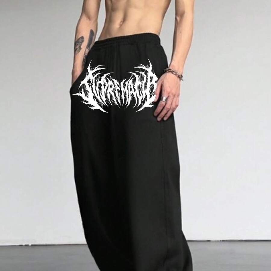 Comfortable Black Sweatpants Model: "Supremacy" - New Streetwear Winter Special - 黑色 - 查看 1