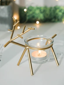 Portavelas navideño, Portavelas de ciervo decorativo, Portavelas de ciervo de arte de hierro creativo (vela no incluida), Decoración de mesa para fiesta de Navidad, Regalo para familia y amigos, Decoración de habitación, Decoración del hogar Decoraciones navideñas, Regalos de Navidad