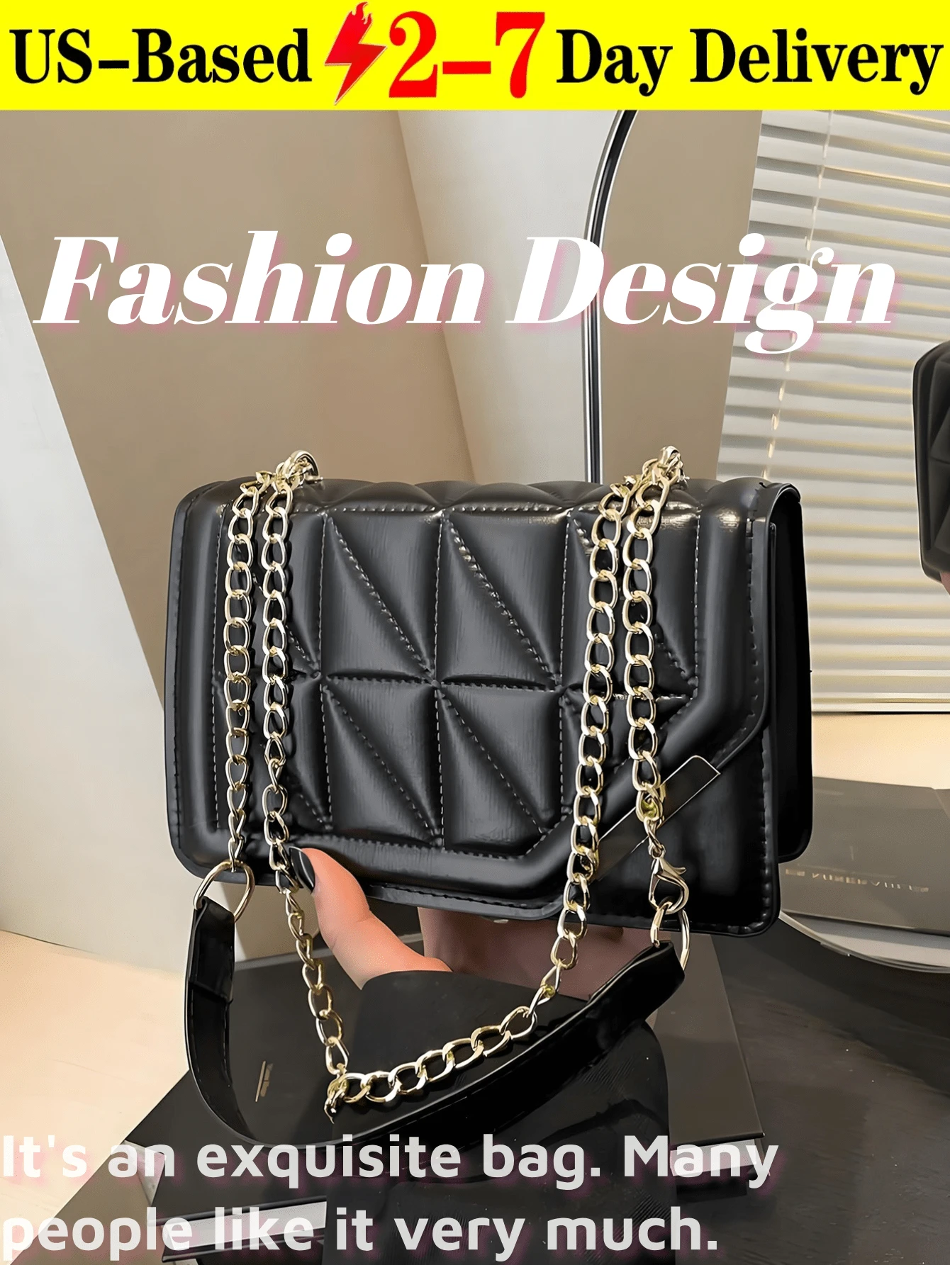 Multifunctional Solid Color PU Leather Flap Quilted Bag, Simple Large Capacity Travel Vacation Metal Chain Square Bag, Fashion Business Commuter Shoulder Bag, Crossbody Bag,Shoulder Bag,Office Work Use, Lightweight Outdoor Shopping Women's Crossbody Bag, Ladies Shoulder Bag,Versatile Solid Color PU Leather Flap Quilted Bag, Simple Large Capacity Travel Vacation Metal Chain Square Bags, Fashionable Business Commuting Shoulder Bag For Office Work Use, Lightweight Outdoor Shopping Women Crossbody Bags.Geometric Triangle Quilted Women's Crossbody Bag With Detachable Chain Strap And Magnetic Snap Closure, Featuring Minimalist Solid-Color Design With Sparkling Accents. Crossbody Bag, Chain Strap Purse, Shoulder Bag, Quilted Handbag, Geometric Bag, Sparkle Embellished, Magnetic Closure, Women's Purse, Solid Color Bag, Convertible Bag, Day To Night Bag, Accessory, Minimalist Style, Lightweight Purse, Fashion Bag.