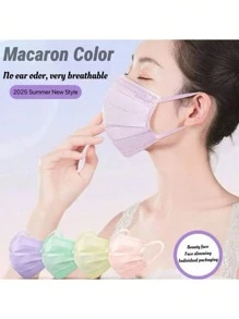 50个蓝色一次性三层防护口罩，独立包装，适用于户外、骑行、医院、建筑工地、疾病、无需化妆的外出，成人及