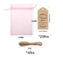 10-600 Pieces Of Mesh Bag With Thankyou Card, Organza Transparent Packaging Bag, Mesh Bag Gift Drawstring Bag, Thankou Card Packaging Label, Gift Thank-You Card, Suitable For Birthday Parties, Father's Day, Mother's Day, Wedding Parties, Graduation Ceremonies, Gender Disclosure Parties, Welcome Parties, Theme Parties, Retirement Parties, Graduation Parties, And Other Holiday Souvenir Packaging, Small Gift Decoration Bags