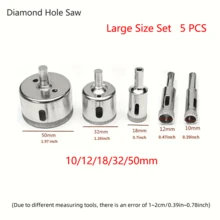 Set 15 Mata Bor Baja Kecepatan Tinggi Berlapis Berlian, Alat Listrik Tahan Lama untuk Pengeboran Kaca, Keramik, Ubin, Marmer, Pemotongan Presisi 3mm hingga 50mm, Tepi Halus, Tahan Aus, Cocok untuk Perbaikan Rumah DIY, Instalasi, Kamar Mandi, Dapur, Proyek Konstruksi - MultiWarna - View 15