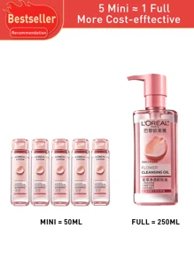 LOREAL 50/250毫升花香卸妆油，温和深层清洁，轻松卸除防水彩妆，不刺激敏感肌肤，富含椰子油和山茶花油，长效保湿，深层清洁，令肌肤焕发光彩，使用后不紧绷，防漏旅行泵包装，适合日常使用，适合所有肤质，包括敏感肌肤，经皮肤科医生测试，无动物实验，是卸除面部和眼部彩妆的理想之选，是早晚护肤的完美之选。 - 花萃淨透卸妝油 - 查看 4