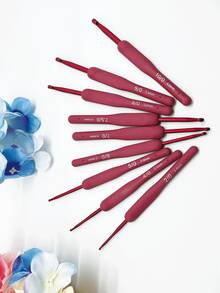 9 Sizes Luxury Red Crochet Hook Set With Soft Grip Handles, Multi-Color - Suitable For Beginners And Professionals, Includes Yarn, Knitting Needles, Etc. - Perfect For DIY Crafts, Knitting And Sewing Projects - Red - View 2