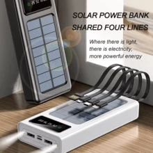 Kynley Solar Power Bank Portable Charger 20000mAh Large Capacity Built-In 5 Outputs And 3 Inputs Cable And Flashlight Compatible With All Smartphones And USB Devices - Black - View 7