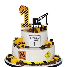 طقم تزيين كعكة رقمي - تصميم مركبة بناء - ديكور حفلة عيد الميلاد - طبعات كب كيك ذات موضوع البناء لحفلات الاستحمام وأعياد الميلاد وحفلات الكشف عن الجنس - ديكور كعكة مثالي لمناسبات العطلات العالمية