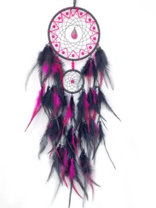 1pc Handmade Dreamcatcher With Feather Decor, Lightweight Luxury Teardrop Double Ring Wall Hanging Ornament For Living Room - Water Drop Double Circle - View 13