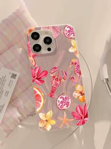 1 件海洋生物拼布美学图案防水、防指纹、防刮透明 IMD 柔软亮面手机壳防震防摔