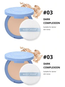 Polvo compacto de doble uso, adecuado para maquillaje facial, natural y de larga duración, resistente al agua y al sudor - Multicolor - Ver 18