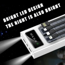 Kynley Solar Power Bank Portable Charger 20000mAh Large Capacity Built-In 5 Outputs And 3 Inputs Cable And Flashlight Compatible With All Smartphones And USB Devices - Black - View 4