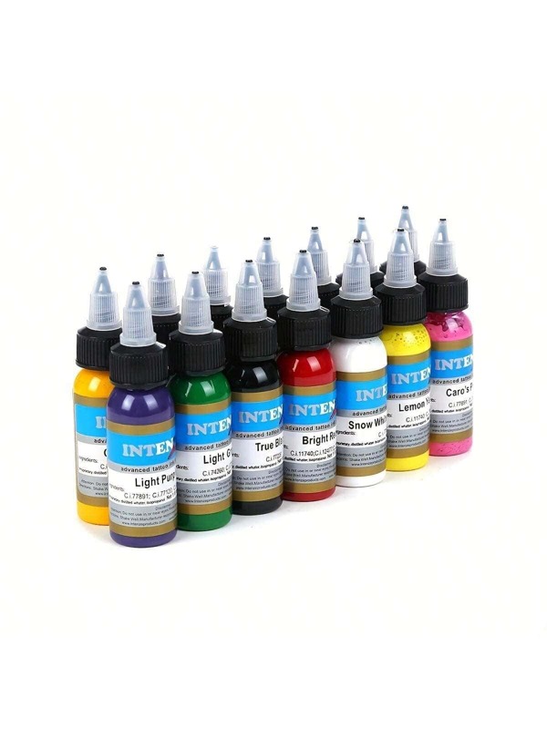 14pcs/Set Professional Tattoo Ink Set, 1oz Bright And Long-Lasting Colors For Tattoo Artists And Hobbyists