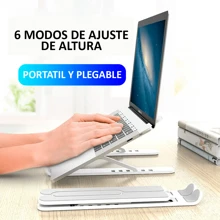 Soporte para Laptop Plegable con 6 Niveles de Altura Color Blanco y Negro Portátil y Fácil de Transportar en Material ABS