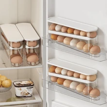 Egg Storage Box,1 Count Kitchen Egg Storage Rack, Large Capacity Egg Holder For Fridge, Space Saving Rolling Egg Storage Holder, Perfect Kitchen Essentials