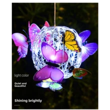 1 Stück Neue Solar-betriebene LED Schmetterling Hängelampe - Outdoor Garten Terrasse Schmetterling Lampe, hergestellt mit bunten Lichtern und Aluminium-Draht-Handwerkskunst. Keine Verkabelung nötig, keine Elektrizität erforderlich. Geeignet für Outdoor-Gartenbeleuchtung, ideal für Feiertage, Partys, Hochzeiten, Valentinstag, Ramadan, Camping-Dekoration und kann auch eine Atmosphäre für Gärten, Villen, Bars und Restaurants schaffen. - Mehrfarbig - Übersicht 6