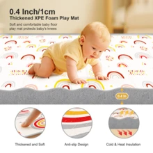 Foldable Baby Play Mat - PIGLOG Waterproof Playpen Mat For Babies And Toddlers Kids, Foam Playmat For Tummy Time, Reversible Playmats, Portable Baby Floor Mat For Infant - 彩虹圖案 - 查看 2