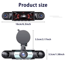 4-Channel 1080P HD Touchscreen Car Camera, Front, Rear, Left, And Right Multi-Lens, 8 Infrared Night Vision Sensors, Motion Detection, G-Sensor Loop Recording, 24-Hour Parking Monitoring, Includes 64GB Memory Card, Compact Design, Integrated Display, High-Resolution Screen, Durable Construction, Driving Safety, Modern Camera Technology, Dedicated For Ride-Sharing Drivers - 黑色 - 查看 9